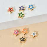 10pcs Enamel Star Shape Plated Eye Beads Colorful Spacer Evil Eye Beads