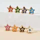 10pcs Enamel Star Shape Plated Eye Beads Colorful Spacer Evil Eye Beads