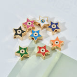 10pcs Enamel Star Shape Plated Eye Beads Colorful Spacer Evil Eye Beads