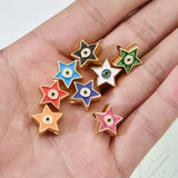 10pcs Enamel Star Shape Plated Eye Beads Colorful Spacer Evil Eye Beads