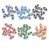10pcs Silver Enamel Evil Eye Spacer Beads for Jewelry Making