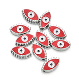 10pcs Silver Enamel Evil Eye Spacer Beads for Jewelry Making