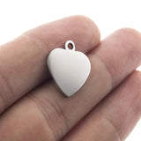 10pcs Mini Heart Tag Jewelry Charms Stainless Steel
