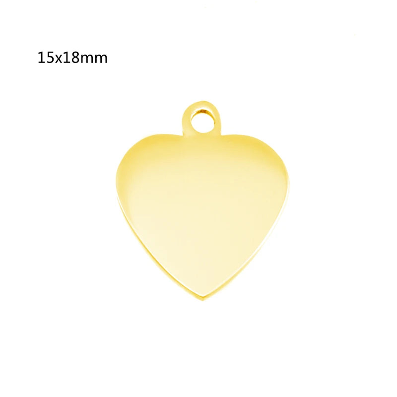 10pcs Mini Heart Tag Jewelry Charms Stainless Steel