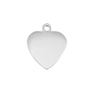 10pcs Mini Heart Tag Jewelry Charms Stainless Steel