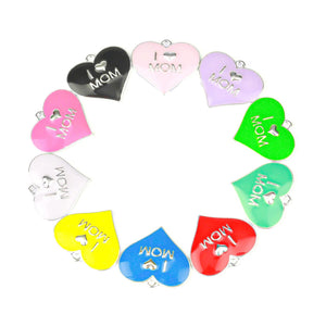10pcs Mom Heart Charms DIY Jewelry Accessories Women H0025-HT0026