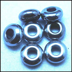 10pcs Natural Hematite Stone Big Hole European Beads 7x14mm