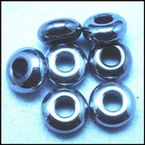 10pcs Natural Hematite Stone Big Hole European Beads 7x14mm