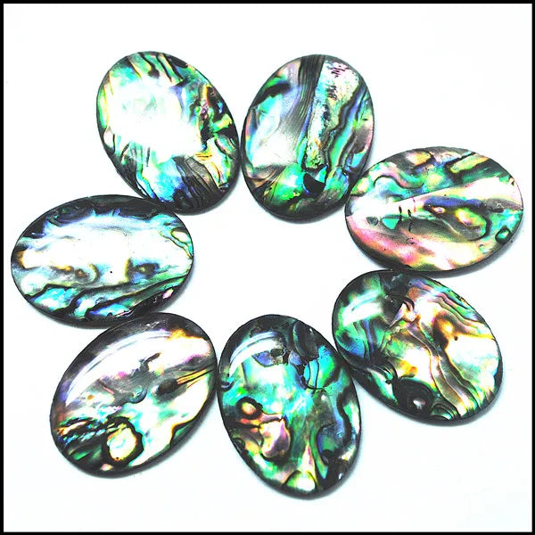 10pcs Abalone Shell Cabochons 18x25mm Oval Shape DIY Loose Shell Beads