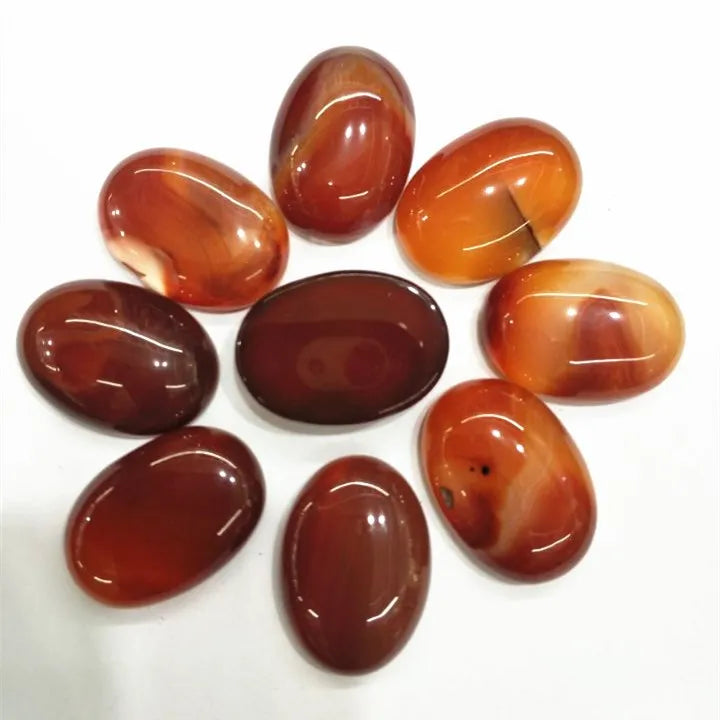 10pcs Natural Carnelian Stone Cabochons Oval Shape Beads 10x14mm - 30x40mm