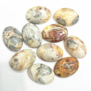 10pcs Crazy Agate Stone Cabochons 18x25mm Oval Shape Beads