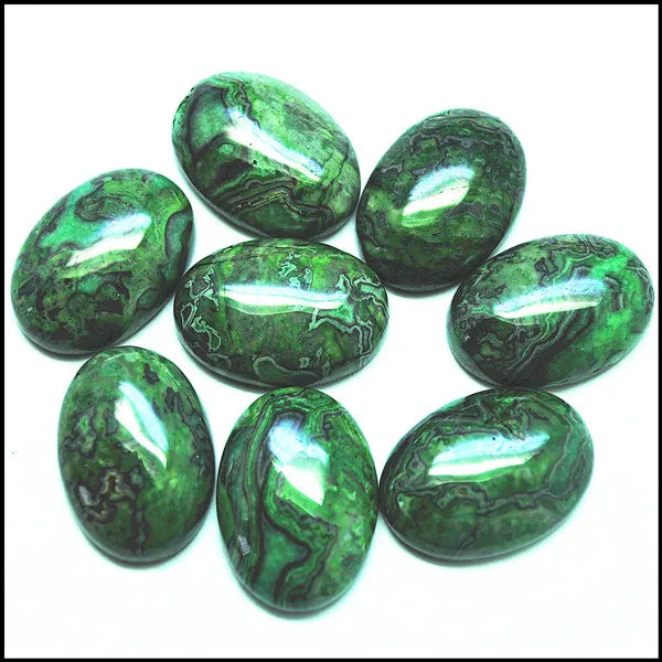 10pcs Green Semi Precious Stone Cabochons 18x25mm Oval Shape Natural Stone Cabs