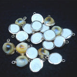 10pcs Shell Pendants 20mm Mother of Pearl Metal Plated for Bracelet Making