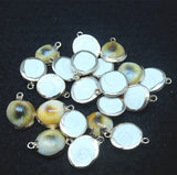 10pcs Shell Pendants 20mm Mother of Pearl Metal Plated for Bracelet Making