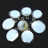 10pcs Shell Pendants 20mm Mother of Pearl Metal Plated for Bracelet Making