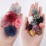 10pcs Chiffon Rose Flower DIY Crafts Hairpin Clothing Sewing Accessories