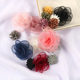 10pcs Chiffon Rose Flower DIY Crafts Hairpin Clothing Sewing Accessories