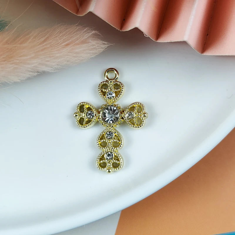 10pcs 29*20mm Rhinestone Crosses Charms for Jewelry Making Accessory