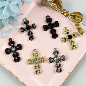 10pcs 29*20mm Rhinestone Crosses Charms for Jewelry Making Accessory