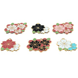 10pcs Cherry Blossoms Enamel Flower Charms Pendant Necklace Bracelet DIY Jewelry