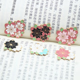 10pcs Cherry Blossoms Enamel Flower Charms Pendant Necklace Bracelet DIY Jewelry