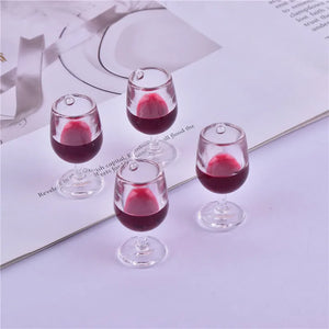 10pcs 38*21mm 3D Red Wine Glasses Acrylic Charms DIY Earring Making