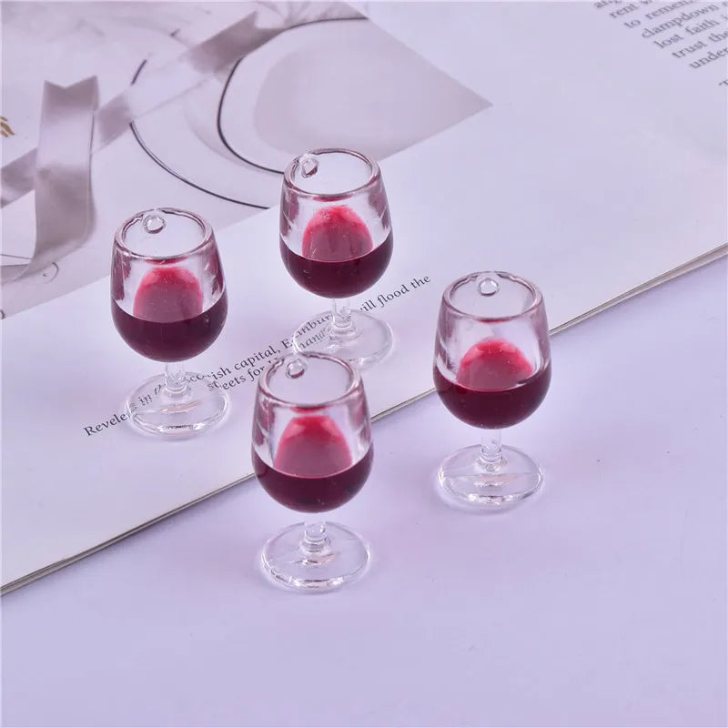 10pcs 38*21mm 3D Red Wine Glasses Acrylic Charms DIY Earring Making