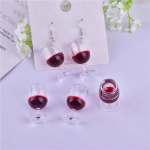 10pcs 38*21mm 3D Red Wine Glasses Acrylic Charms DIY Earring Making