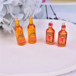 10pcs 3D Beer Bottle Resin Charms for Jewelry Making