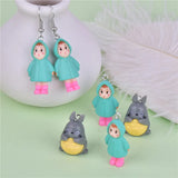 10pcs Cartoon Girl Cat Resin Charms DIY Earring Keychain Jewelry Making