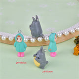 10pcs Cartoon Girl Cat Resin Charms DIY Earring Keychain Jewelry Making