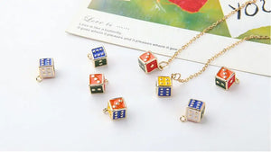 10pcs 3D Dice Enamel Charms Metal Pendant Earring DIY Jewelry Making Golden 7mm