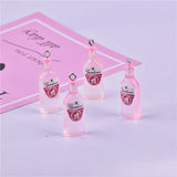 10pcs 3D Pink GIN Beer Resin Charms Earring Keychain Necklace Pendant DIY