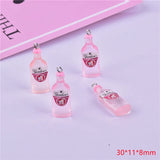 10pcs 3D Pink GIN Beer Resin Charms Earring Keychain Necklace Pendant DIY