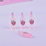 10pcs 3D Pink GIN Beer Resin Charms Earring Keychain Necklace Pendant DIY
