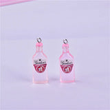 10pcs 3D Pink GIN Beer Resin Charms Earring Keychain Necklace Pendant DIY