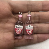 10pcs 3D Pink GIN Beer Resin Charms Earring Keychain Necklace Pendant DIY