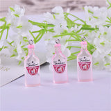10pcs 3D Pink GIN Beer Resin Charms Earring Keychain Necklace Pendant DIY