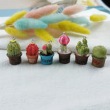 10pcs 3D Potted Cactus Resin Charms Keychain Necklace Green Plants Pendants