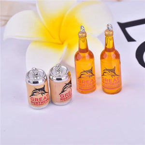10pcs 3D Shark Beer Bottle Resin Charms for Jewelry Making