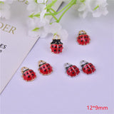 10pcs 3D Style Ladybug Metal Enamel Charms for DIY Jewelry 12*9mm