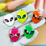 10pcs Alien Metal Enamel Charms with Gem Eyes for DIY Jewelry Making Craft