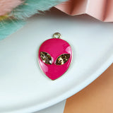 10pcs Alien Metal Enamel Charms with Gem Eyes for DIY Jewelry Making Craft