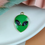 10pcs Alien Metal Enamel Charms with Gem Eyes for DIY Jewelry Making Craft