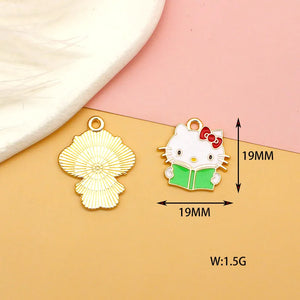 10pcs Alloy Cat Drip Oil Pendant Earrings DIY Charm Jewelry Keychain