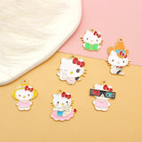 10pcs Alloy Cat Drip Oil Pendant Earrings DIY Charm Jewelry Keychain