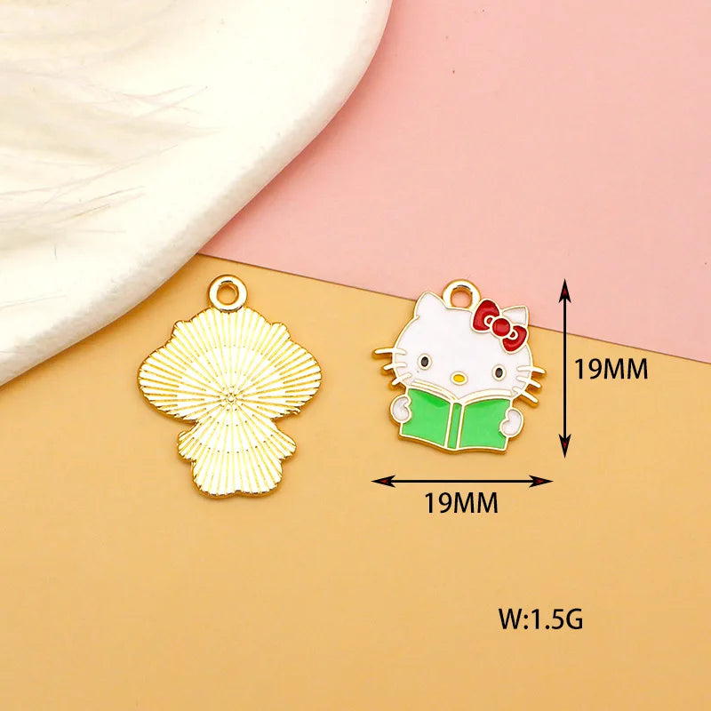 10pcs Alloy Cat Drip Oil Pendant Earrings DIY Charm Jewelry Keychain