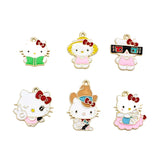 10pcs Alloy Cat Drip Oil Pendant Earrings DIY Charm Jewelry Keychain