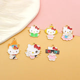 10pcs Alloy Cat Drip Oil Pendant Earrings DIY Charm Jewelry Keychain