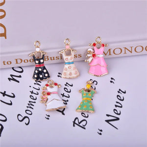 10pcs Beauty Skirt Enamel Metal Charms for DIY Jewelry Making